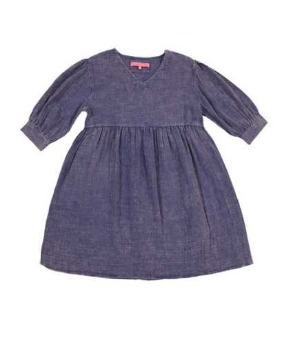 Simply Southern- Indigo V Neck Gauze Dress