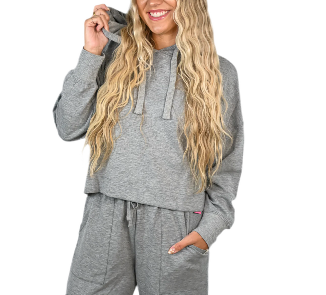 Simply Southern-Grey Cropped Hoodie