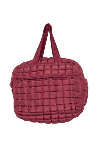 Wine Quilted Duffel Weekender Bag