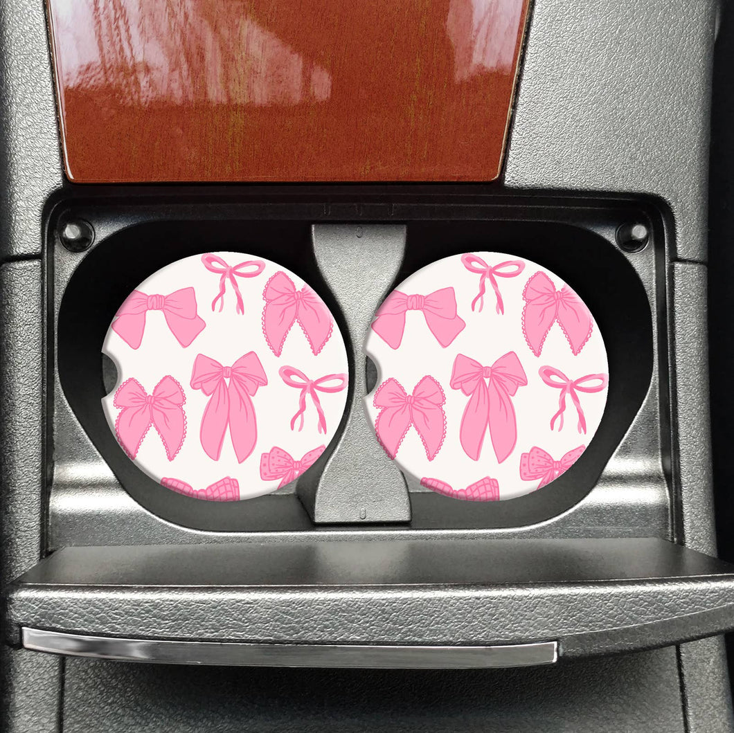 Pink Coquette Bows Car Coasters